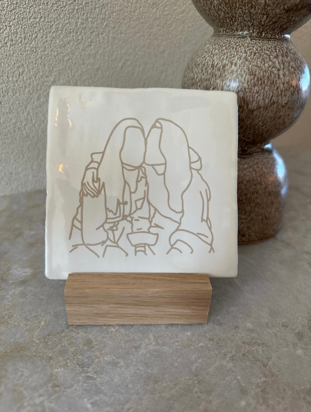 Tegeltje met lijntekening