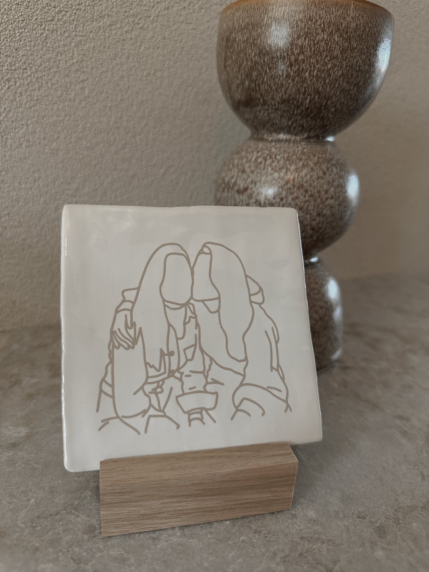 Tegeltje met lijntekening
