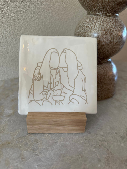 Tegeltje met lijntekening