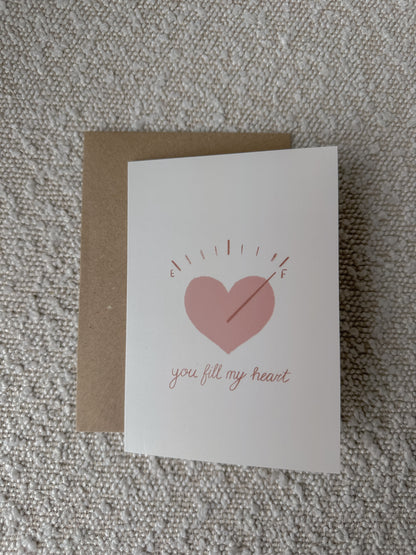 Wenskaart | You fill my heart roze